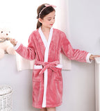 Child Bathrobe Kids Flannel Bathing Robe Sleepwear Fleece Pajamas