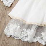 Kids Baby Girls Flared Sleeve Lace Bowknot Princess Dress Ball Gown 1-6Y