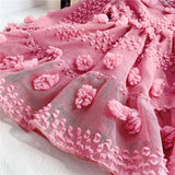 Kids Girl Rose Red V Neck Flower PrincesSolid Chiffon Dresses 3-14 Years