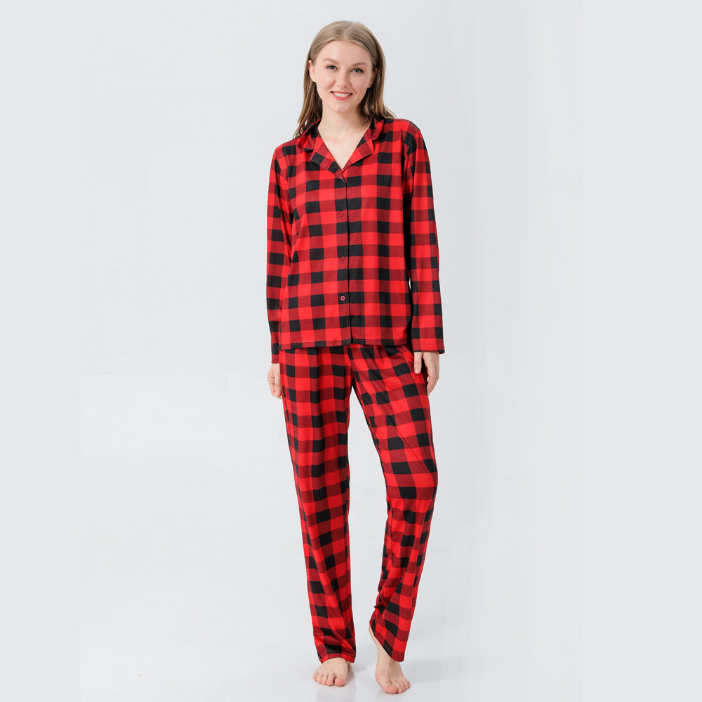 Christmas Family Matching Pajamas Long Sleeve Red Plaid  Sets