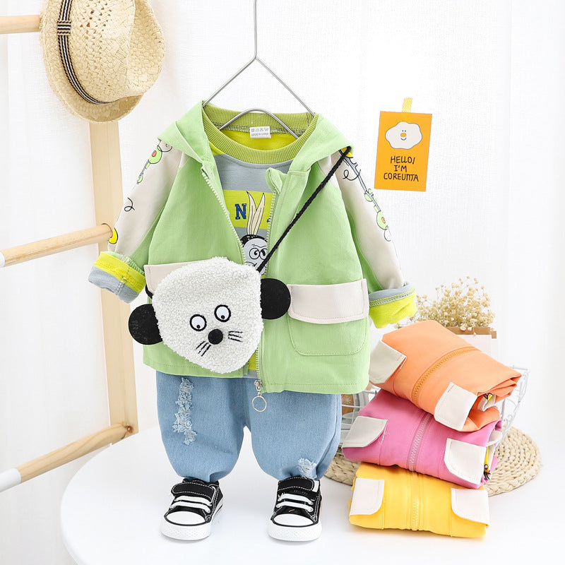 Kids Clothes  Boys and Girls Suits Long Sleeve Korean Style 3 Pcs Set 0-4 Years