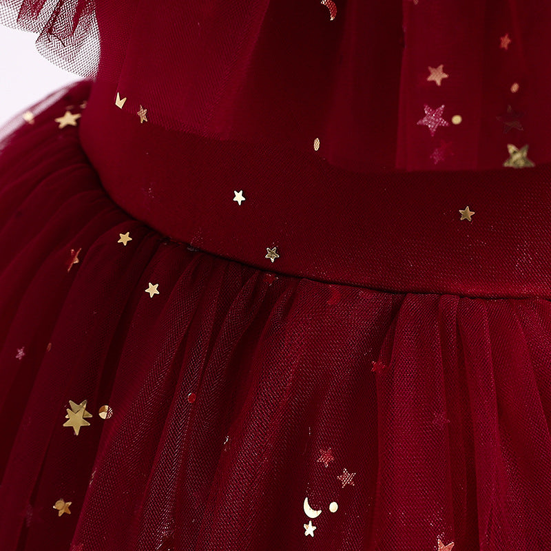 Kid Girl Princess Tulle Star Sequins Flower Teens Formal Wedding Pageant Dresses