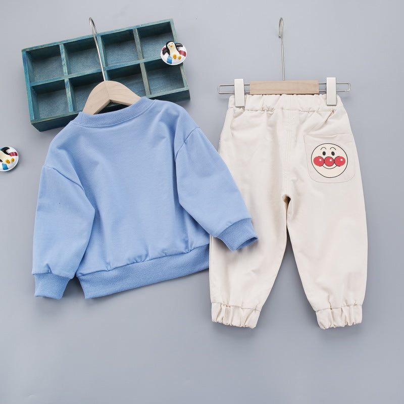 Boy Letter Sweater Autumn Cotton Anpanman 2 Pcs Suits