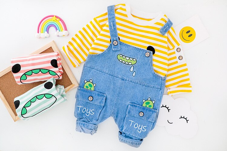 Baby Mädchen Jungen Kleidung Sets Gestreifte Jeans 2Pcs Outfit 1-4 Jahre