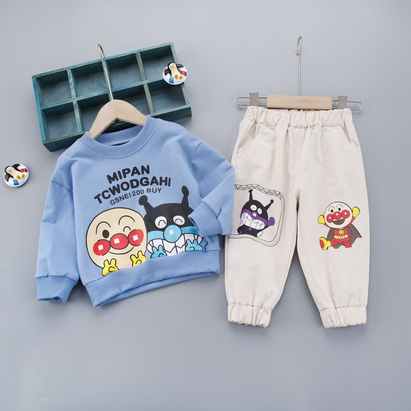 Boy Letter Sweater Autumn Cotton Anpanman 2 Pcs Suits