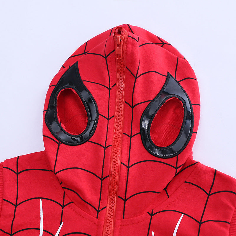 Kid Baby Boys Cartoon Spiderman Long Sleeve Hooded 3 Pcs Sets