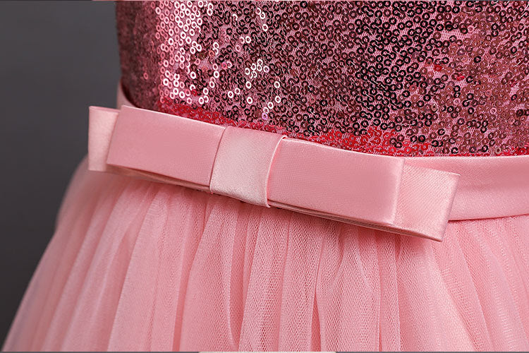 Kid Girls Princess Elegant Party Wedding Formal Bridesmaid Sequins Dress