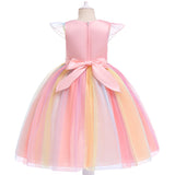 Girls Unicorn Dress Gown Cosplay  Birthday Party Fantasy Princess Dresses - honeylives