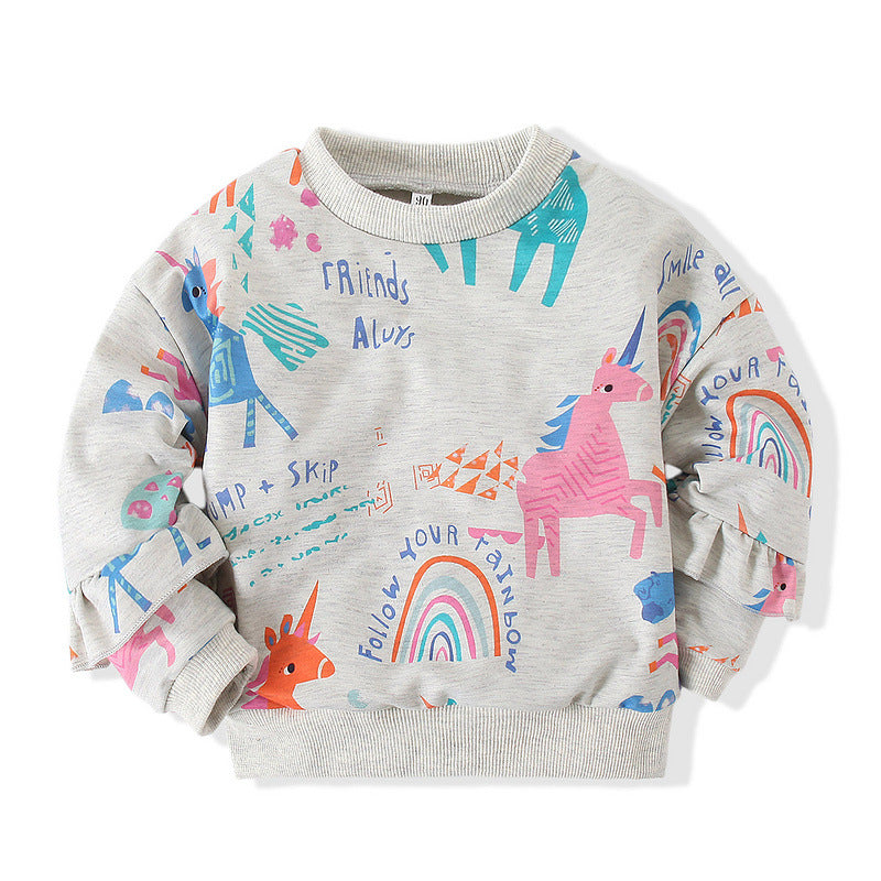 Kid Baby Girls Boys Cartoon Sports Unicorn Suit Long Sleeve Spring Pajamas