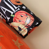 Kid Baby Girls Long Sleeve Print Star Mesh Halloween Dresses 2-7Y