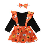 0-24M Baby Girl Sets Autumn Pumpkin Halloween Cartoon 3 Pcs Sets