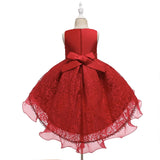 Kids Girl Cake Tutu Flower Dress Lace Party Wedding Formal Dress 3-12Y - honeylives
