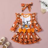 0-18M Baby Girl Halloween Printed Long Sleeve 2 Pcs Sets