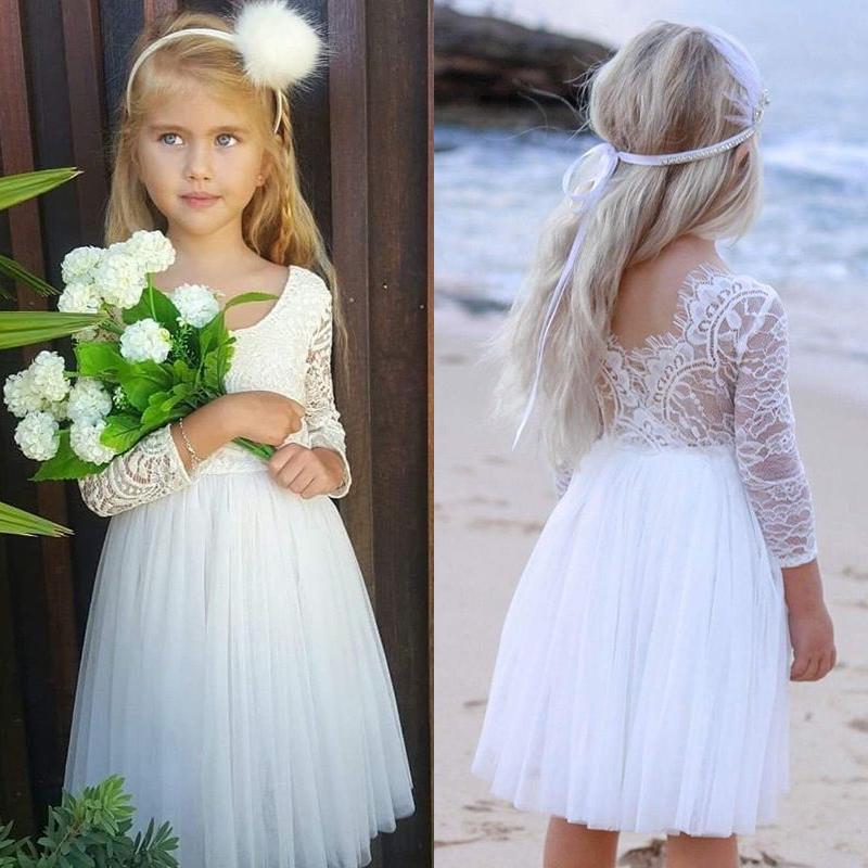 Summer Kids Little Girls Princess Baby Girl  Flower Lace Tutu Dress 1-6 Years - honeylives