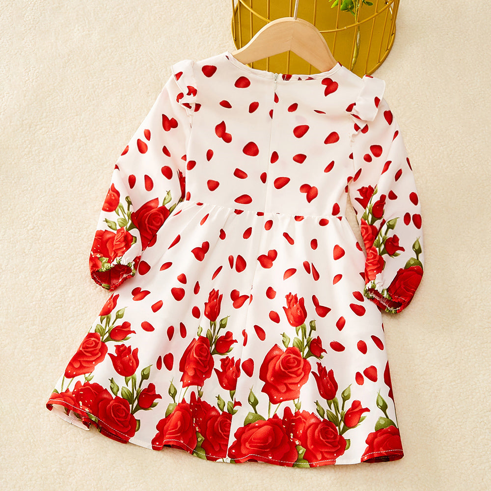 Family Matching Fashion V-Neck Mom And Daughter Dresses