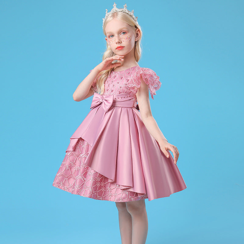 Kid Girls Birthday Party Lace Wedding Elegant Princess Formal Dress