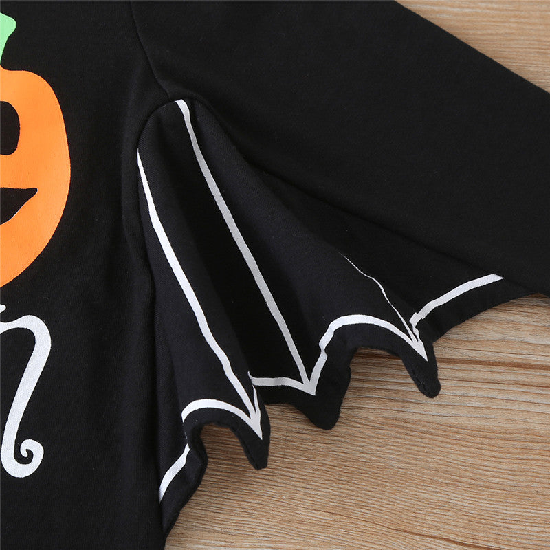 0-24M Halloween Newborn Baby Boys Black Batwing Sleeve Romper