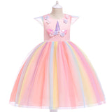 Girls Unicorn Dress Gown Cosplay  Birthday Party Fantasy Princess Dresses - honeylives