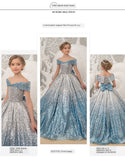 Kid Girls Prom Elegant Sequins Ball Gowns Evening Party Formal Dresses
