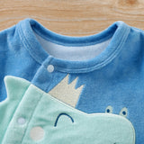 Autumn Baby Dinosaur Fleece Jumpsuit Cute Baby Rompers