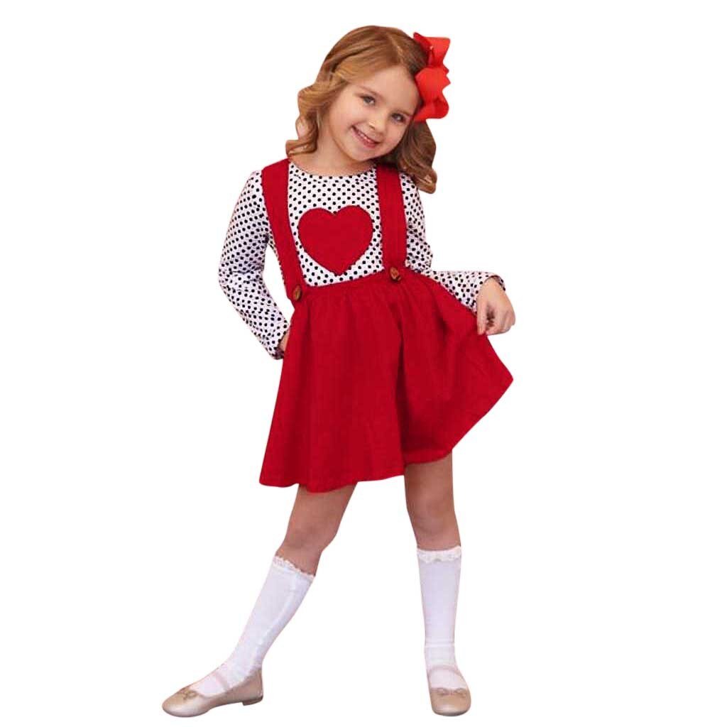 Kids Baby Girls Outfits Heart-shaped Suspender Skirts Clothes Sets - honeylives