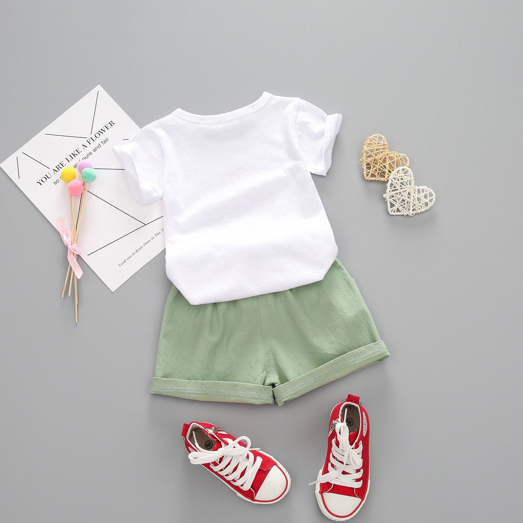 Toddler Baby Girls Short Sleeve T shirt+Shorts Outfits Kids Clothing Sets - honeylives