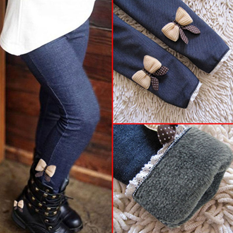 Kids Girl Trousers Pants Thick Warm Winter Spring Jean Leggings