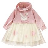 Kids Girls Fancy Casual Dress Long Sleeve Party Cartoon Rabbit Dress