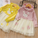 Kids Girls Fancy Casual Dress Long Sleeve Party Cartoon Rabbit Dress