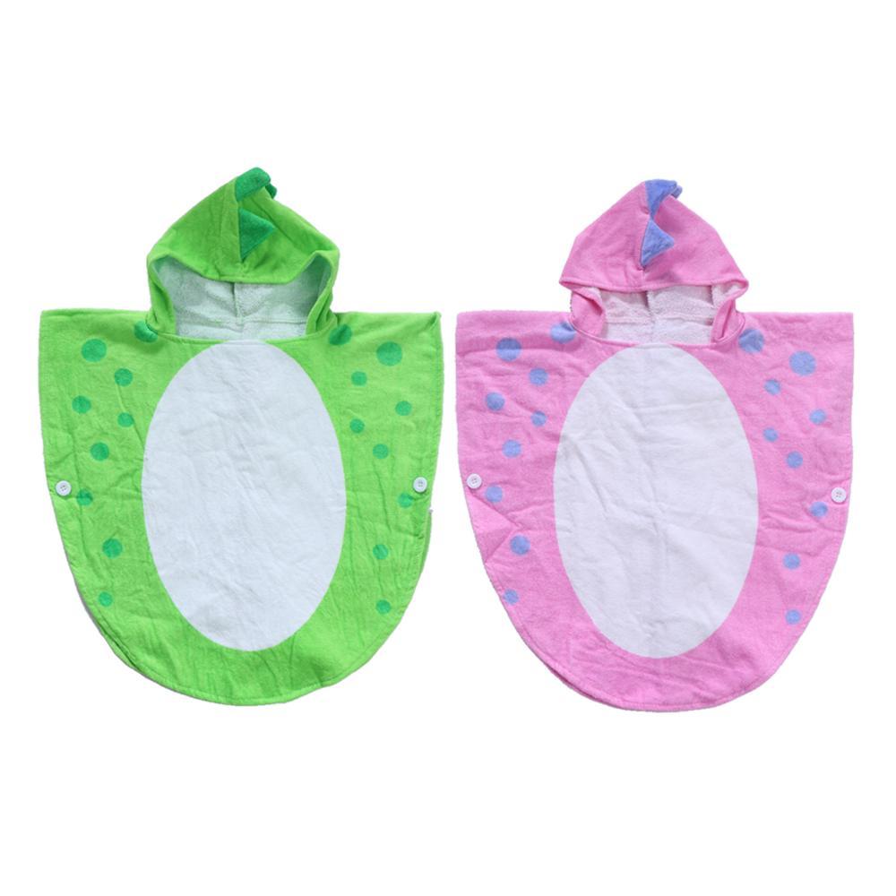Kids Infant Bathrobe Dinosaur Hooded  Girl Boy Ponchos Bath Beach Towel - honeylives
