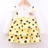 Baby Girls Autumn Dot Pattern Pageant Flower Sundress 0-4Years