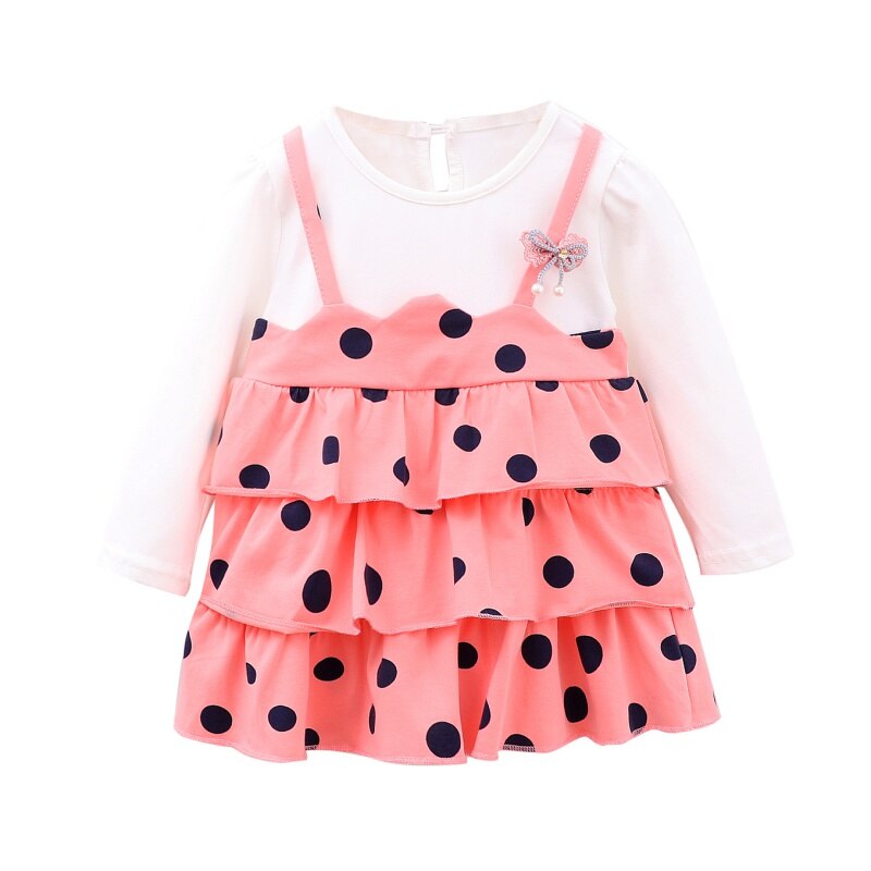Baby Girls Autumn Dot Pattern Pageant Flower Sundress 0-4Years