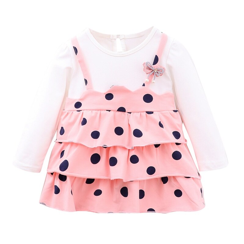 Baby Girls Autumn Dot Pattern Pageant Flower Sundress 0-4Years