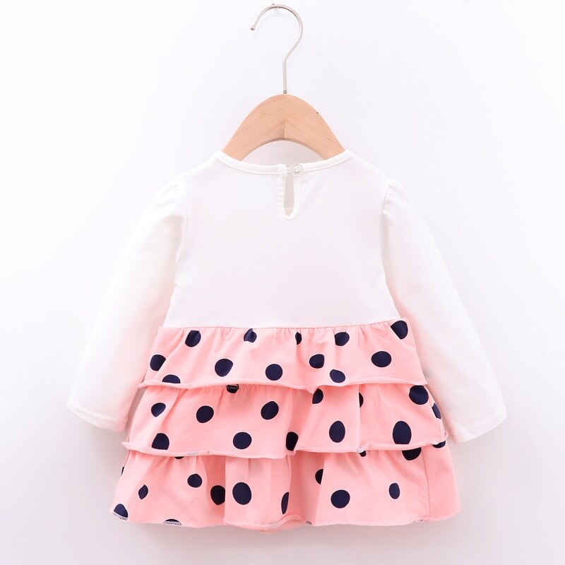Baby Girls Autumn Dot Pattern Pageant Flower Sundress 0-4Years