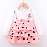 Baby Girls Autumn Dot Pattern Pageant Flower Sundress 0-4Years
