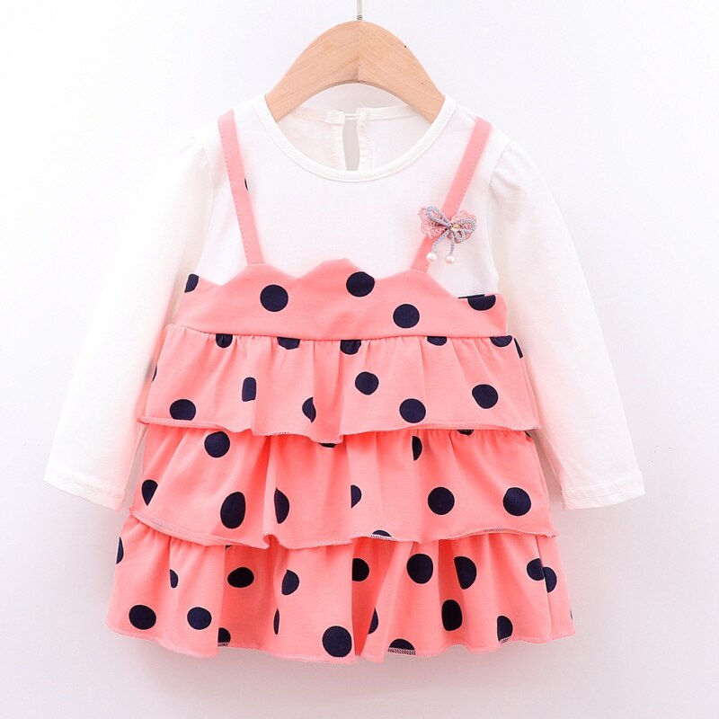 Baby Girls Autumn Dot Pattern Pageant Flower Sundress 0-4Years