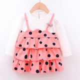 Baby Girls Autumn Dot Pattern Pageant Flower Sundress 0-4Years