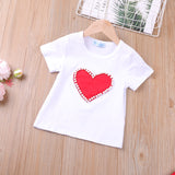 Toddler Girl Outfit  Pearls Heart Valentine Top Skirt 2Pcs Sets