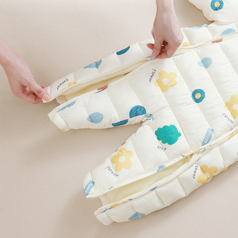 Newborn Infant Jumpsuit Warm Flannel Rompers Printed Hooded Outerwear