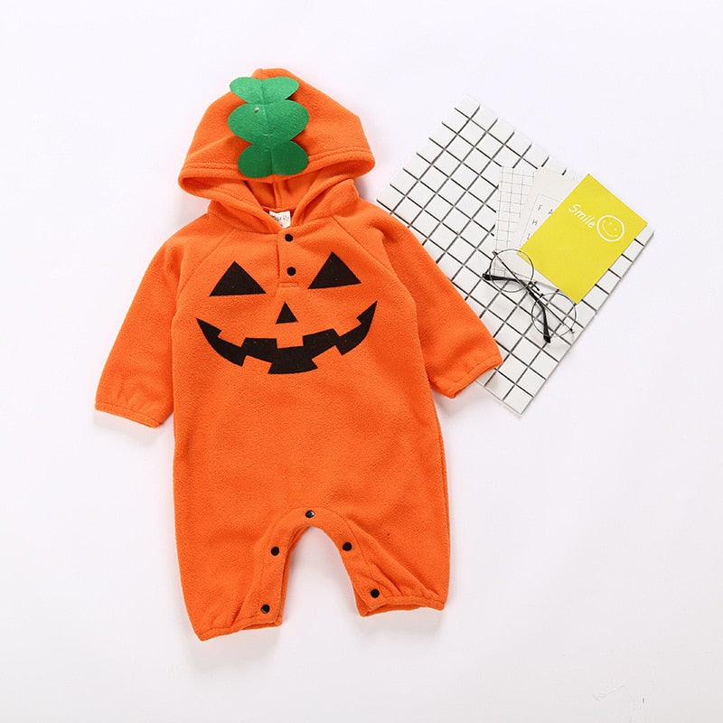 0-18M Infant Baby Halloween Long Sleeve Little Pumpkin Festival Rompers