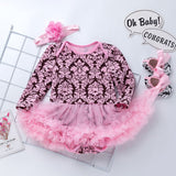 Baby Girls Jumpsuits Floral Mesh Tutu Bodysuits Baptism Rompers 3Pcs 3-18M