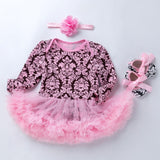 Baby Girls Jumpsuits Floral Mesh Tutu Bodysuits Baptism Rompers 3Pcs 3-18M