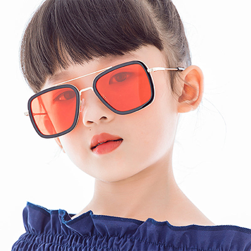 Kid Baby Iron Glasses Tony Stark Fashion Shaded Sunglasses