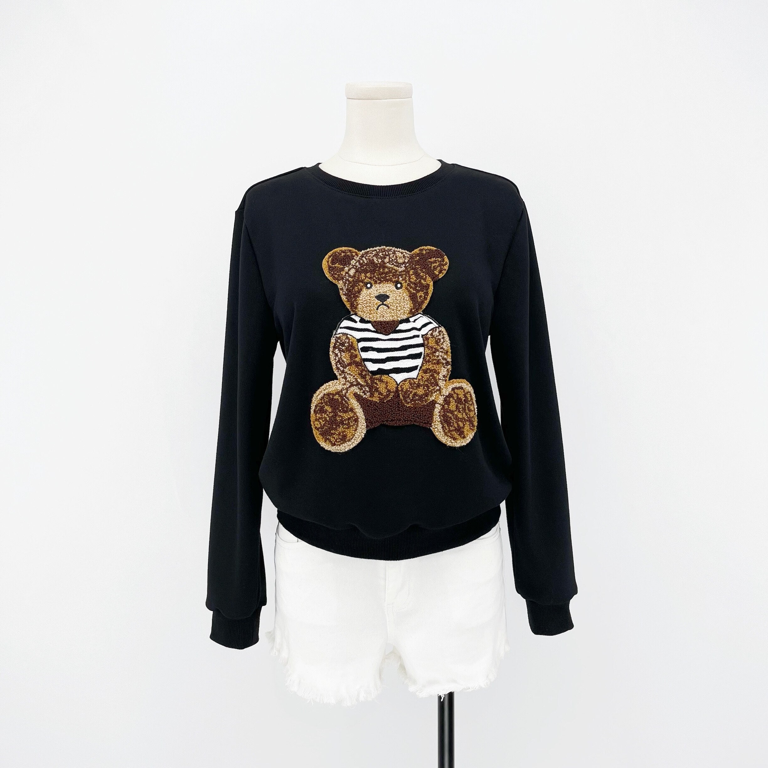 Family Matching Bear Embroidery Sweatshirt Pullover