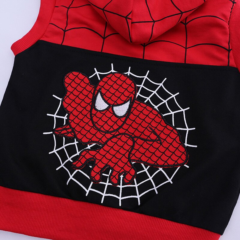 Kid Baby Boys Cartoon Spiderman Long Sleeve Hooded 3 Pcs Sets