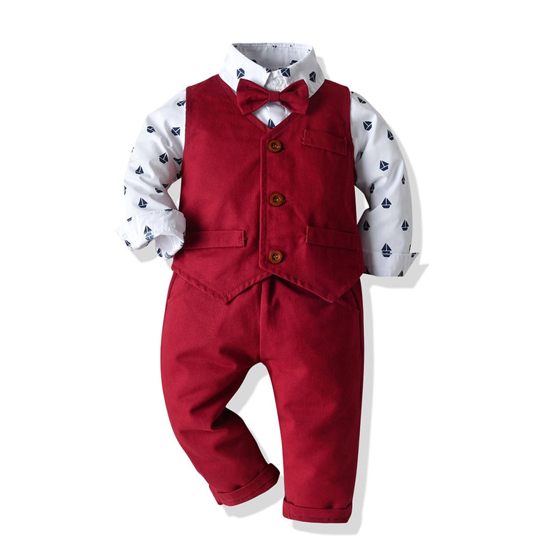 Kid Boy Formal Suit Boy Vest Set  4 Pcs