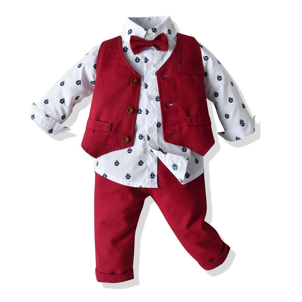 Kid Boy Formal Suit Boy Vest Set  4 Pcs