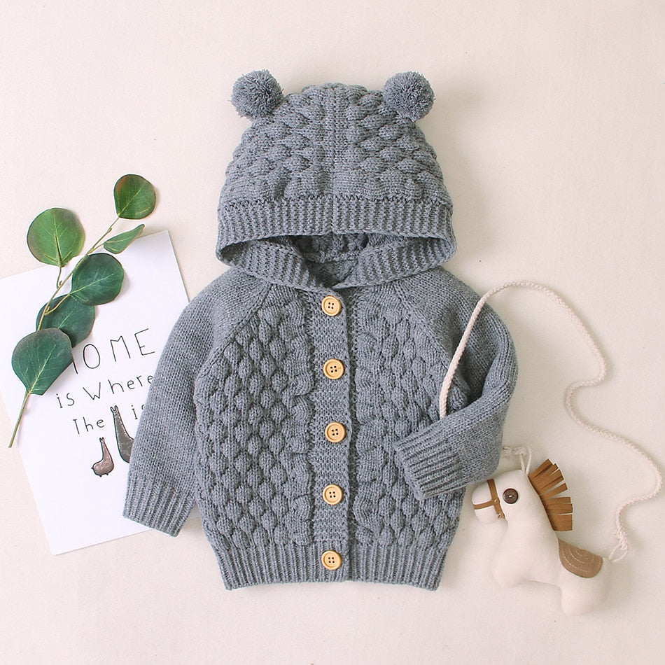 Baby Boy Girls Autumn Knitted Sweater Warm Soft Coats Outerwear