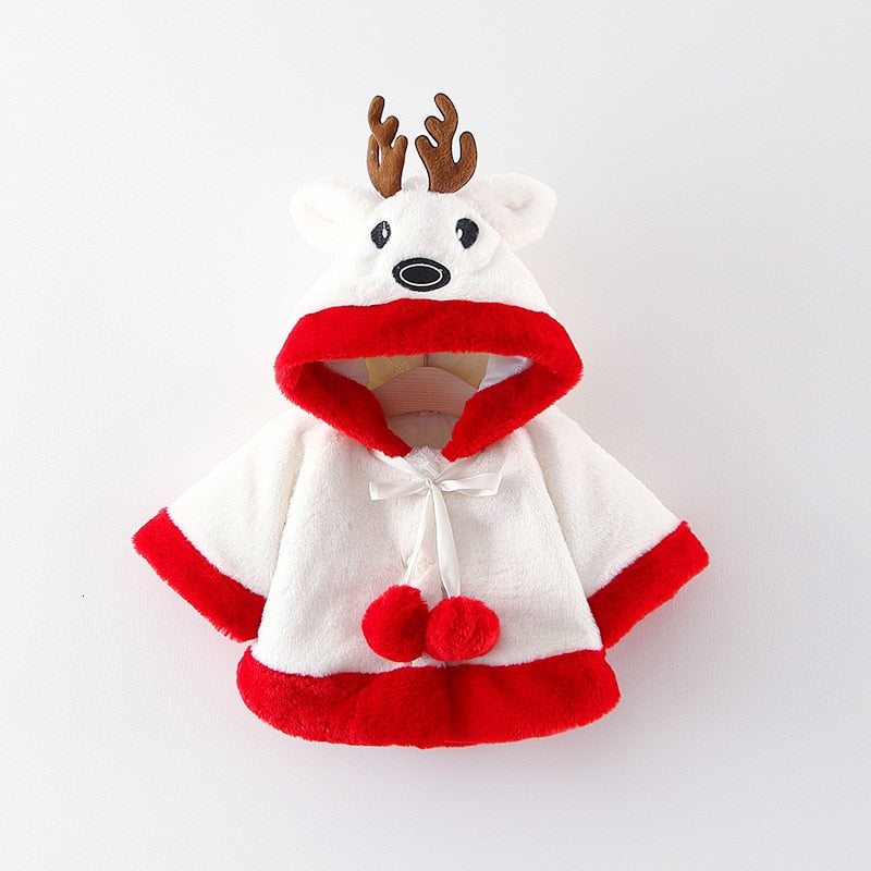 Kids Girl Christmas Coats Hooded Thickening Cloak Loose Coat