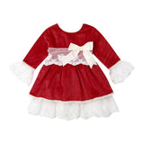 Kids Baby Girls Flared Sleeve Lace Bowknot Princess Dress Ball Gown 1-6Y